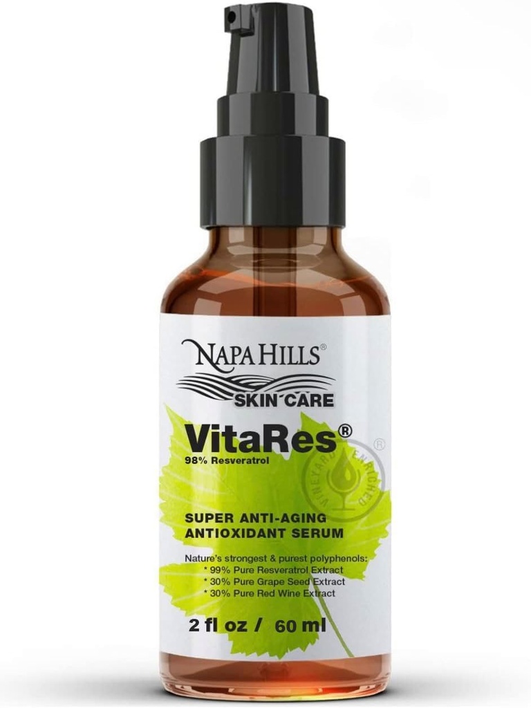 Flüssige VitaRes Resveratrol Tropfen Hautpflege - Super konzentriert, Natürlich, Superior Bioverfügbarkeit - Grape Haut, Grape Seed, Resveratrol (2 Fl Oz, 98% Stärke)