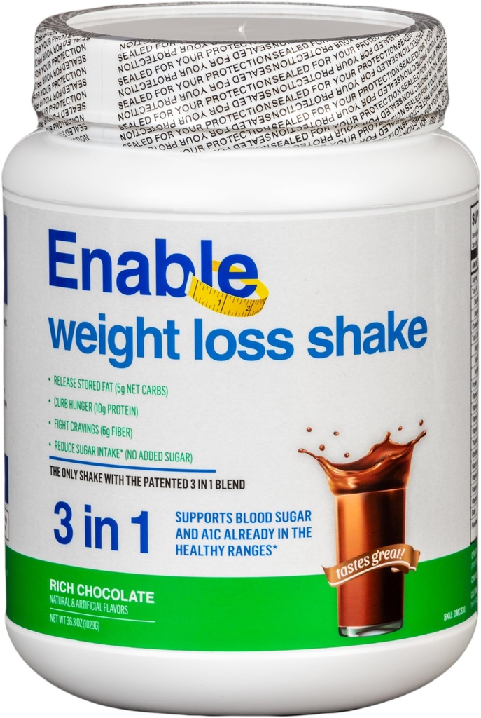 Enable Weight Loss Shake - Rich Chocolate Flavor für leckere & nutritious Meal Ersatz, 2lb 11oz