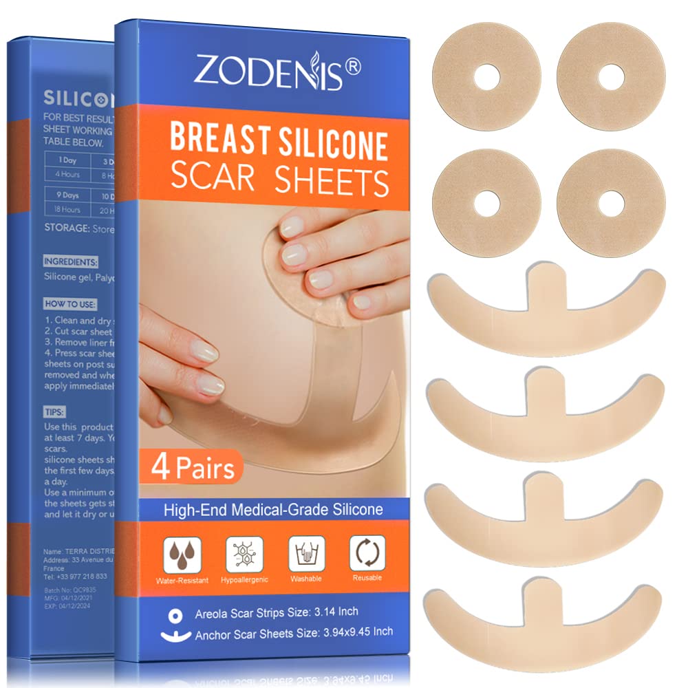 Fogli di sciarpa in silicone per seno - 8 confezione, Comprese 4 strisce morbide Areola & 4 fogli di ancoraggio