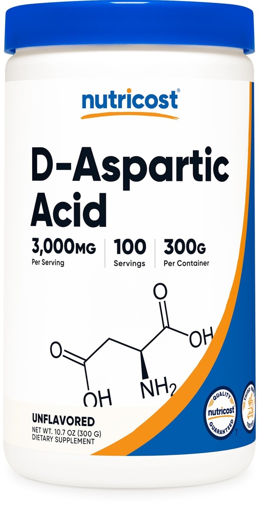 Nutricost D-Aspartic Acid (DAA) Pulver 300G - Reine D Aspartinsäure
