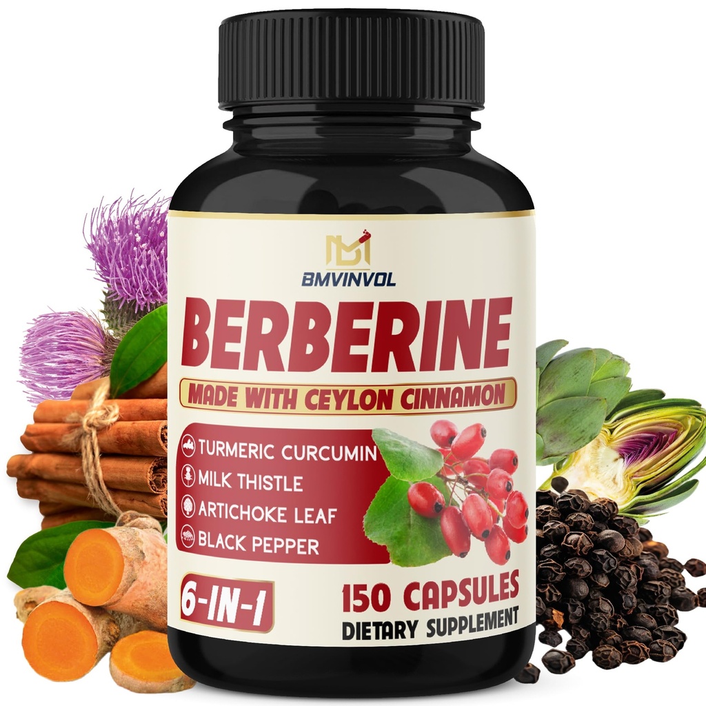 Berbérine au Ceylan Cinnamon, Curcuma, Thistle de lait, Artichaut, Poivre noir - 150 Compte - Boîte de 1