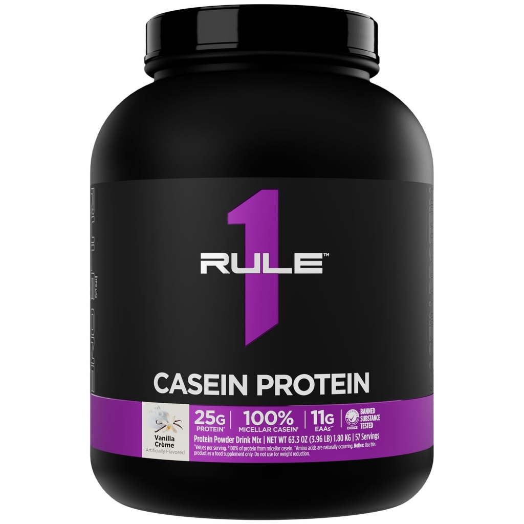 Regola 1 Caseina Proteina - 25g Proteine e 11g EAAs Per Servire da Caseina Micellare Lenta-Release per Ripristino Di notte e Consegna Sostenuta Tra Pasti (4 Pounds*, Vanilla Crème)