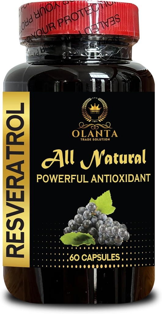 RESVERATROL-Extrakt - Fördert Immunantwort, kämpft oxidativen Stress, pflanzenbasierte Antioxidantien, Energieergänzungsmittel für Frauen, Immununterstützung für Frauen - 1 Flasche 60 Kapseln