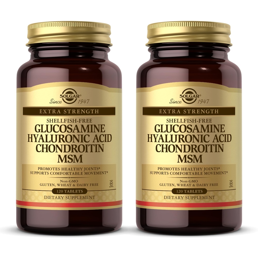 Solgar Glucosamine Hyaluronsäure Chondroitin MSM - 120 Tabletten, Paket von 2 - Fördert gesunde Gelenke, Unterstützt bequeme Bewegung - Non-GMO, Glutenfrei - 80 Gesamt Servierungen