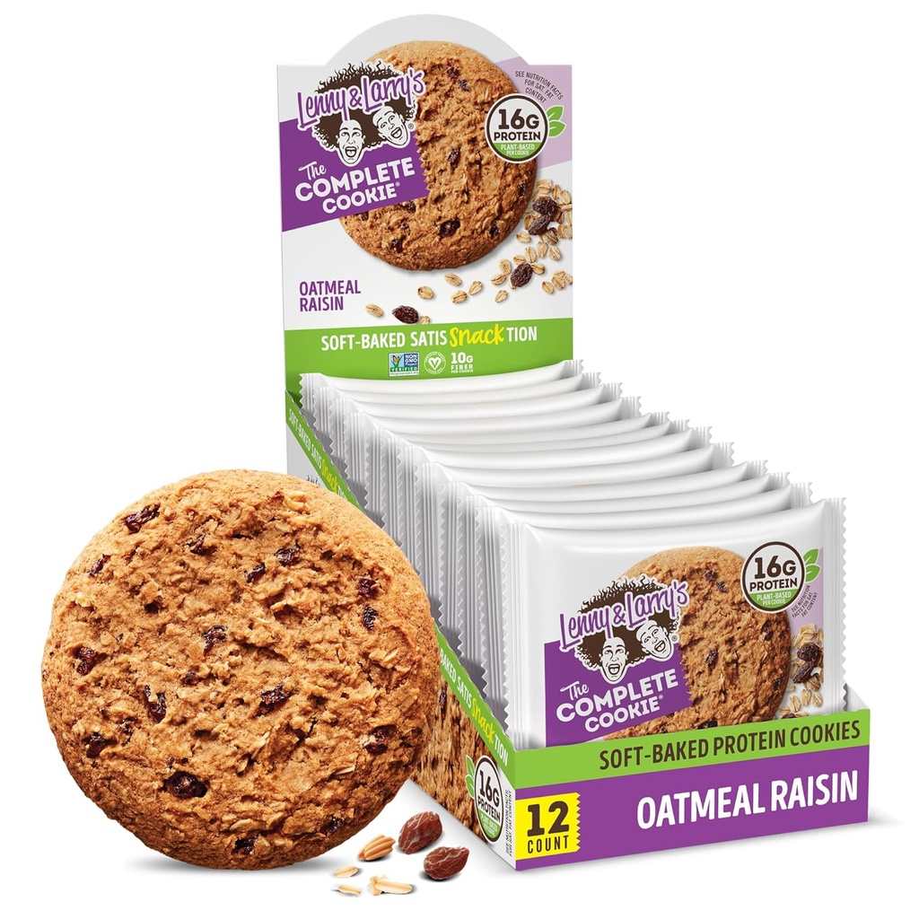Lenny & Larry's The Complete Cookie, Raisin d'avoine, 16g de protéines végétales, végétalien, non OGM, 4 once (paquet de 12)