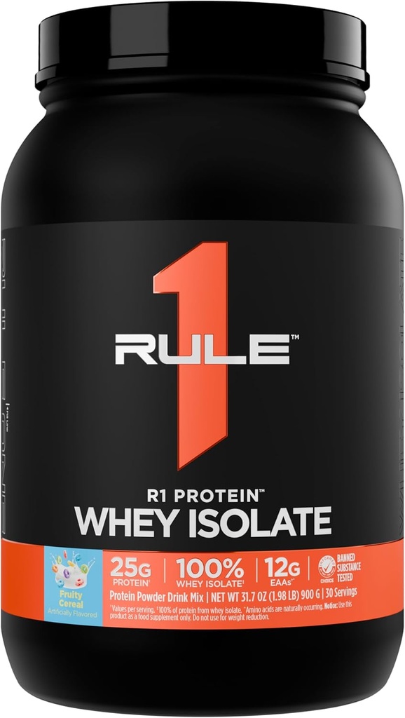 Regola 1 R1 Proteine Isolato di siero - con 25g Proteine & 6g BCAA Esclusivamente da fonti isolate e idrolizzate per il recupero di allenamento (2 Pounds*, Cereali Fruttati)