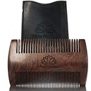 White Naturals Bart Comb für Männer, Holz natürliche Sandelholz, Fine Dual Action Teeth, Handmade Premium Sandal Wood, Perfekt für Balsame und Öle, Inklusive PU Leder Case, Pocket Size