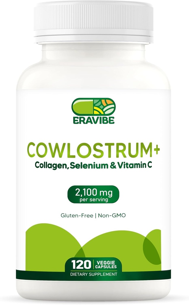 Integratore di Colostrum 4 in 1, Collagene, Selenio & Vitamina C - 2100 mg per il sistema immunitario e il supporto della pelle - 120 capsule vegane, senza glutine