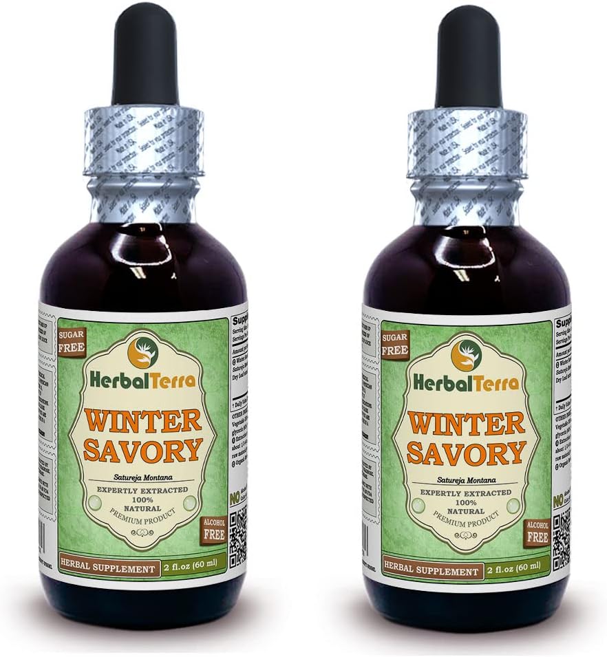 Winter-Savory (Satureja Montana) Glycerit, Organic Dried Leaves Alcohol-FREE Liquid Extract (Markenname: HerbalTerra, Proudly made in USA) 2x2 fl.oz (2x60 ml)