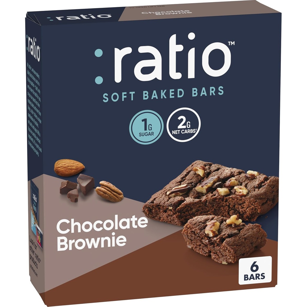 Ratio Soft Baked Bars, Chocolate Brownie, 1g Zucchero, Keto Friendly, 5,34 oz (6 bar)