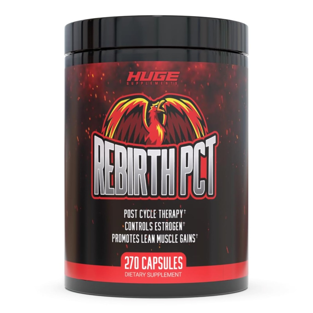 Rebirth PCT Supplemento per gli uomini, La maggior parte Stacked & Complete Post Cycle Therapy Formula - Scienza-Backed ingredienti & Dosaggi ottimali, Supercharge Recovery & Maintain Gains from Your Cycle (270 capsule)