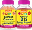Well ja Kurkuma Kinder + Vitamin B12 Kinder, Gummis Bundle - Große Verkostung, Vitamin-Ergänzung, Glutenfrei, GMO frei, Kaugummi