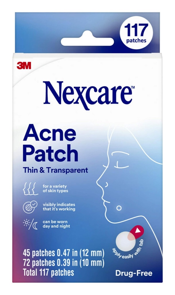 Nexcare Dünne und transparente Akne Patch, Skin Cover absorbiert Pus und Öl von Clogged Pores, Hergestellt mit Hydrokolloid, Tab ermöglicht einfache Entfernung von Liner - 117 Pimple Patches