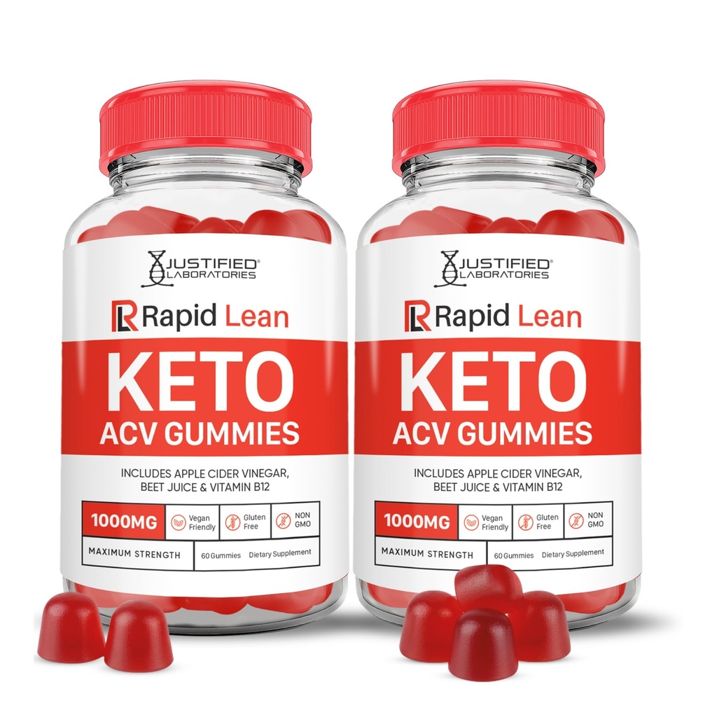(2 Pack) Rapid Lean Keto ACV Gummies Advanced Formula 1000MG Rapid Lean Keto Gummies Apfel Apfel Apfelessig Formuliert mit Granatapfelsaft Pulver B12 Vegan Non GMO 120 Gummys