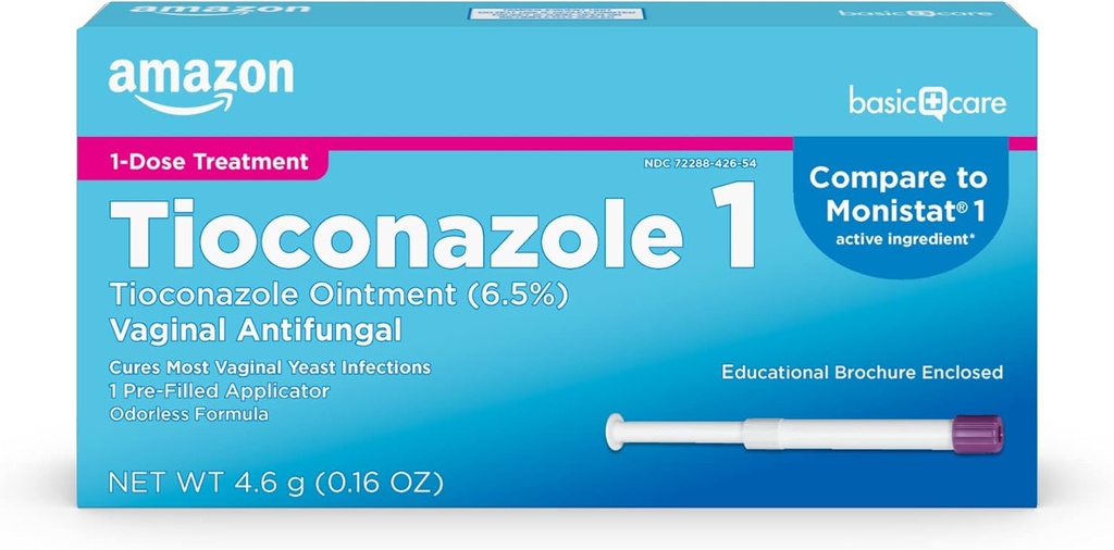 Trattamento di base Tioconazole Ointment 6.5 Percentuale, Trattamento di 1-Dose, Trattamento di infezione di lievito vaginale per le donne, Cura femminile, 0.16 oncia (Pack of 1)