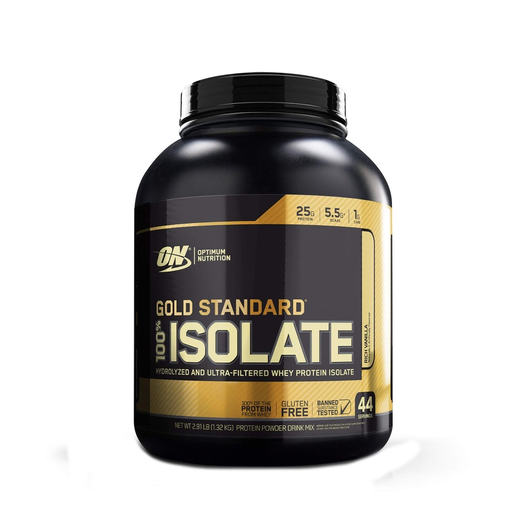 Optimum Nutrition Or Standard 100% Isolate 3 LB TUB 2019 44 portions Nouveau HYDROLYZED et Ultra Filtré Protéine Isolée Premium (Vanilla)