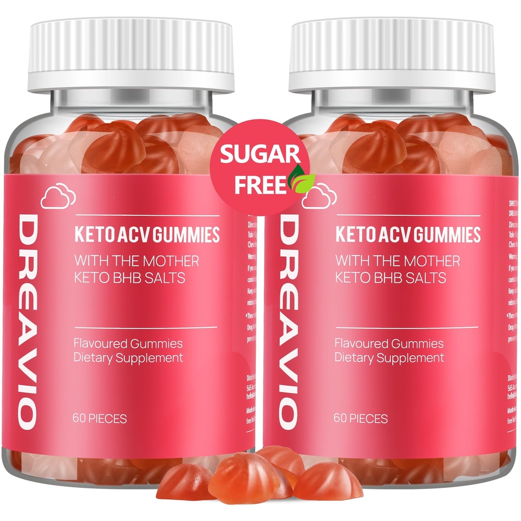 DREAVIO Keto ACV Gummies Perdita di peso avanzata- Zucchero gratis 1000mg di aceto di sidro di mele Gummies per le donne e gli uomini, Vegan Keto Apple sidro supplemento di aceto per adulti