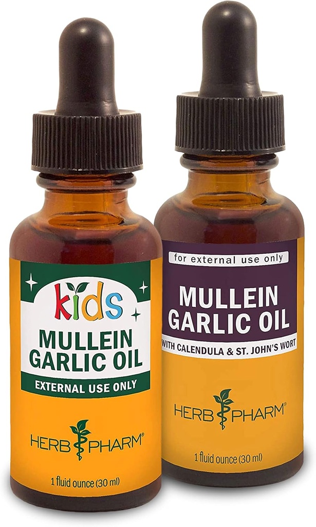 Herb Pharm Mullein olio di aglio, 1 Oz e bambini Mullein olio di aglio, 1 Oz Insieme di regalo di erbe