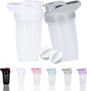 Shaker Bottle Protein Shakes Cup und 10-Ounce/300ML Shaker-Bottle mit Whisk Balls, Protein Shaker- Bottles Set, Non-BPA Kunststoff(Grey+White(2PCS))