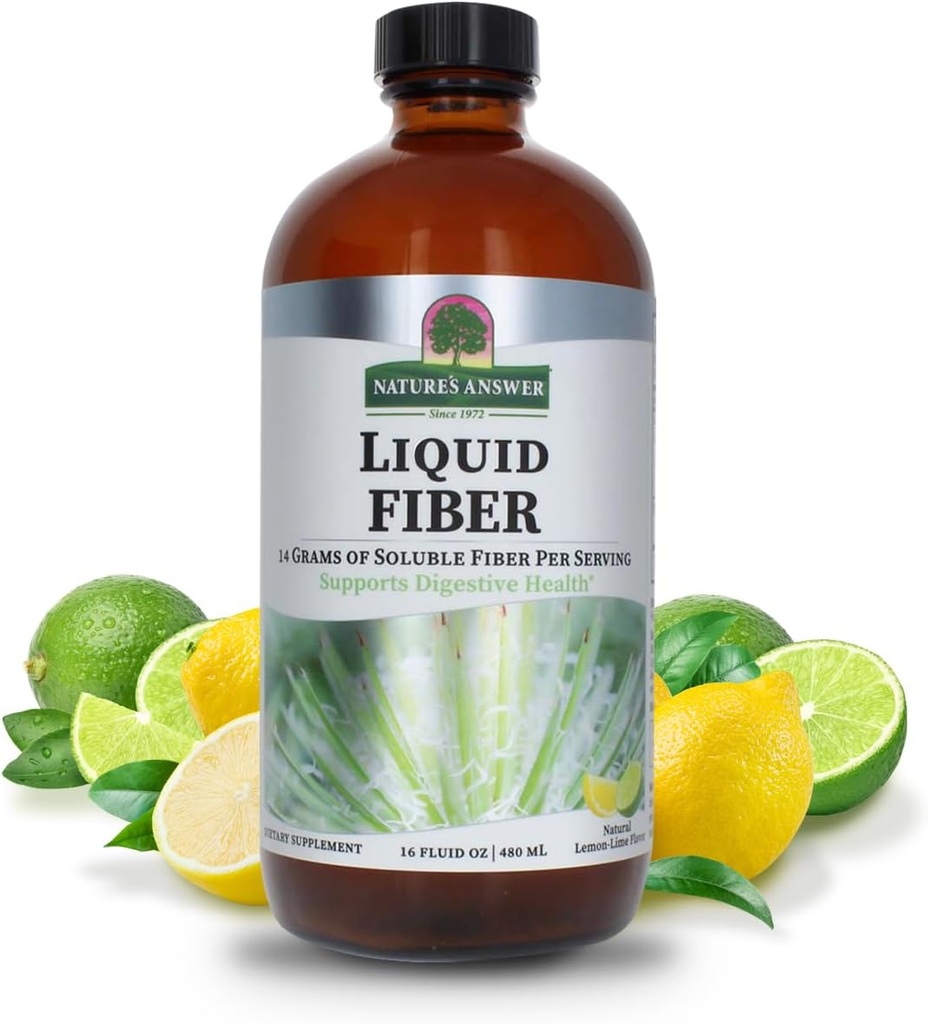 Nature's Answer Fiber Drink 16oz Liquid | Lemon Lime Flavored | Unterstützt Verdauungs-Gesundheit | Fördert Regelmäßigkeit | Glutenfrei, Non-GMO, Vegan, Keine künstlichen Aromen oder Konservierungsstoffe | Einzelzähl