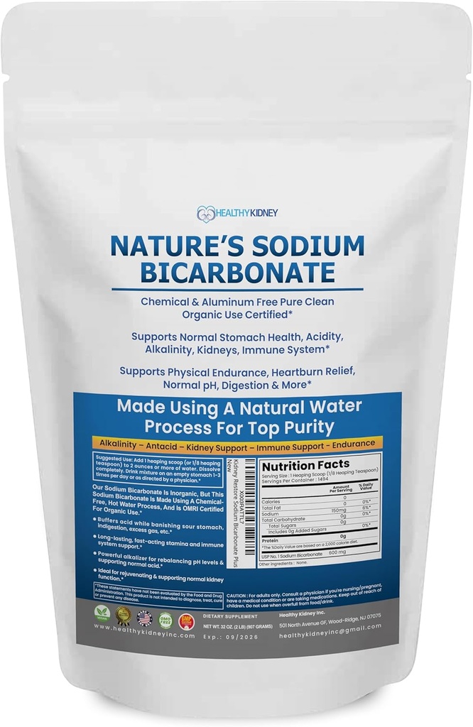 Nature’s Sodium Bicarbonate Bio verwenden Aluminium Free Baking Soda. Kein chemisch reines Backpulver für Gesundheit & Wellness. Natriumbicarbonat 2 lb