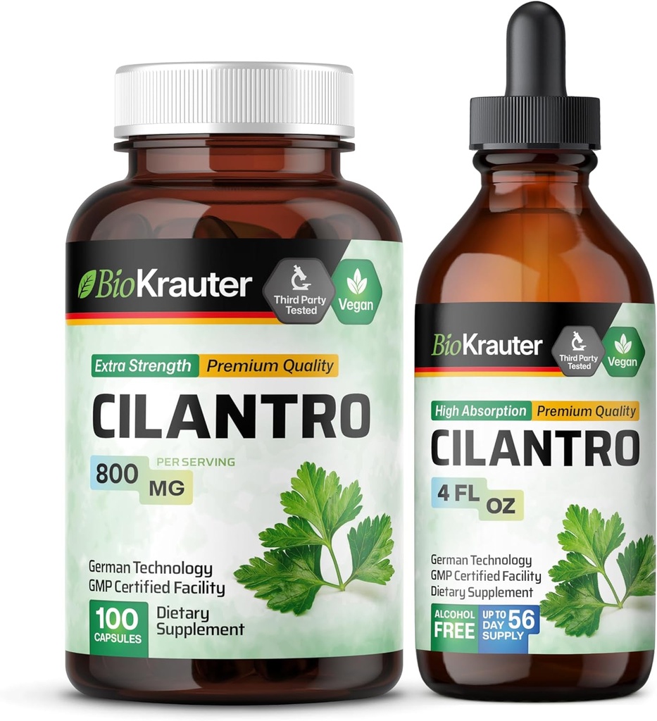 BIO KRAUTER Cilantro 100 capsule & Cilantro Tincture 4 Fl. Oz.