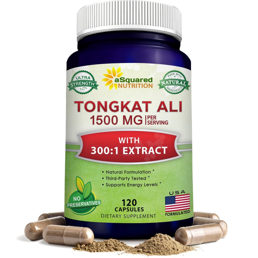 aSquared Nutrition Tongkat Ali 1500mg - 120 Capsule - Longjack (Eurycoma Longifolia) Integratore di Estratto & Pillole di Polvere di Radice di Jack Long - Tongkat Ali per Uomini & Donne