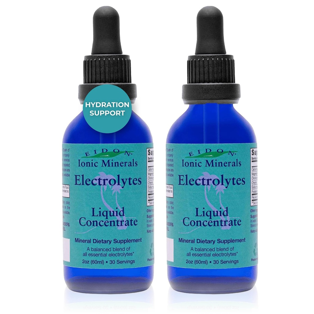 Electrolytes d'Eidon - gouttes d'électrolyte liquide, supplément minéral ionique à ajouter à l'eau, la reconstitution et l'équilibre L'équilibre électrolytique, support d'hydratation, sans sucre sucré - 2 oz, 2 pack