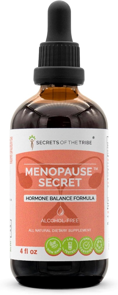 Secrets de la tribu - Ménopause Secret, formule d'équilibre hormonal, mélange de suppléments à base de plantes gouttes extrait liquide sans alcool (4 fl oz)