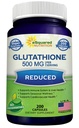 aSquared Nutrition Reduced Glutathione 500mg Per Serving Supplement -200 Capsules -L-Glutathione Antioxidant to Support Liver Health & Detox - Max Strength Powder Pills to Help Immune & Brain Function