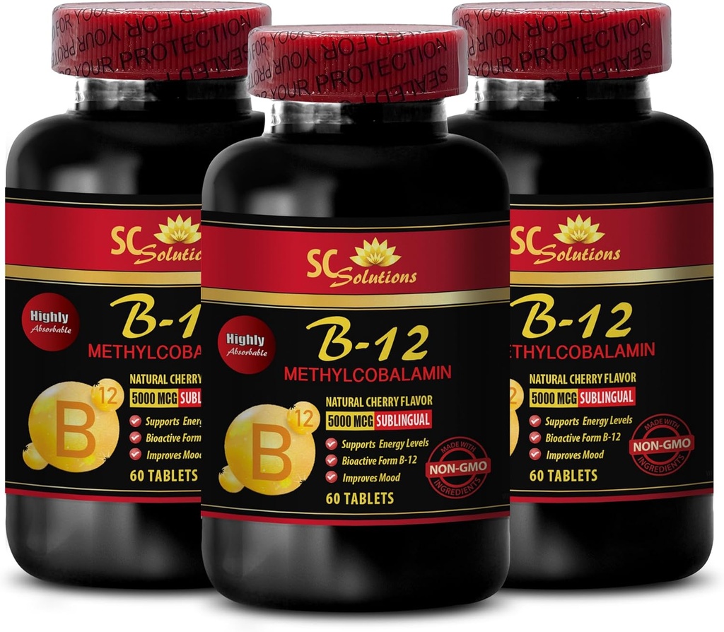 pilules de soutien immunitaire - METHYLCOBALAMIN VITAMIN B-12 5000 - supplément anti vieillissement pour les femmes, meilleurs suppléments d'énergie, endurance, capsules de soutien immunitaire, vitamine b 12 métabolisme - 3 Bot 180
