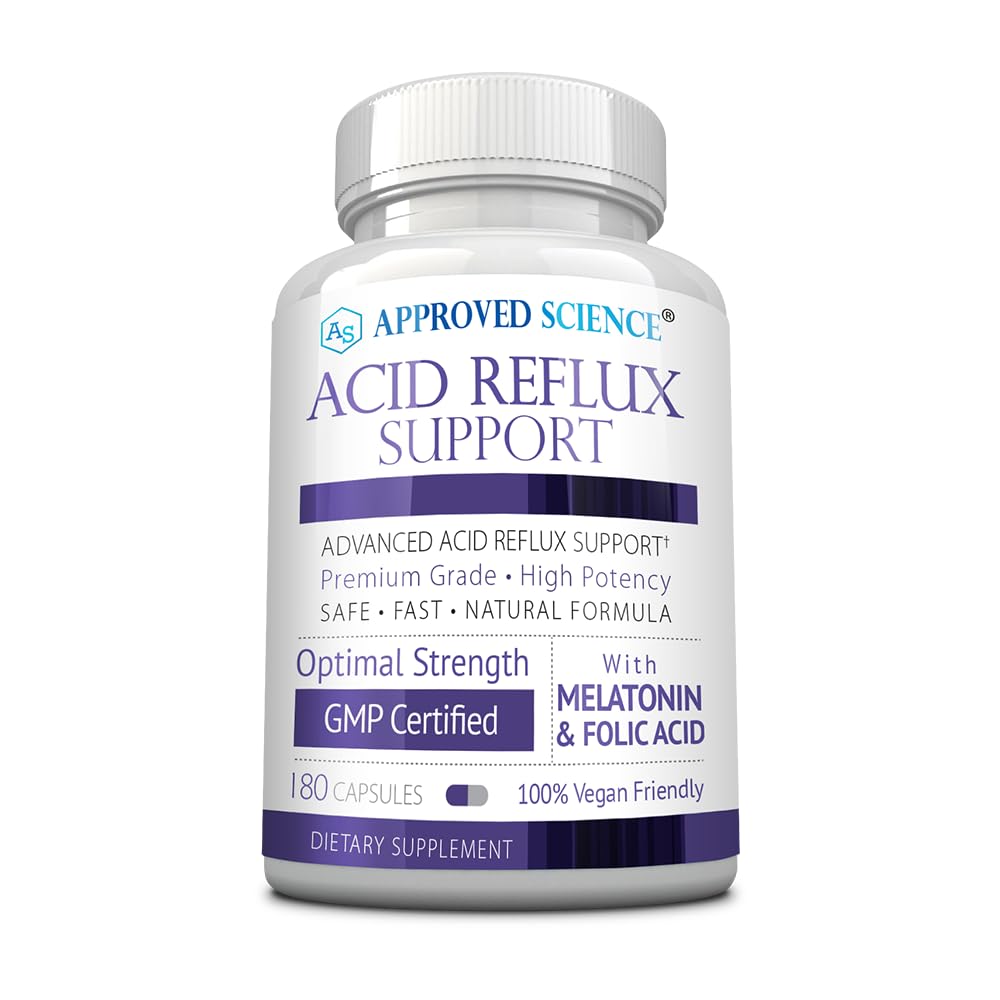 Genehmigte Science® Säure Reflux-Unterstützung - mit Melatonin, Marshmallow Root, L-Taurine -180 Kapseln - Vegan