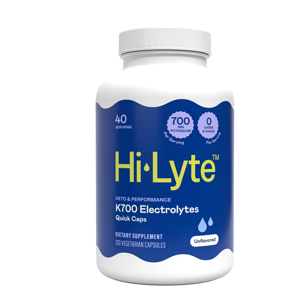 Hi-Lyte Keto & Performance K700 Electrolytes Caps rapides non aromatisés, 40 portions