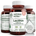 Natural Nutra Soy Lécithine 1200 mg Complément diététique - Fonction cérébrale, Santé du foie, Améliorer la santé du Procréant, Supplément stimulant - Sans gluten, sans BPA, 200 softgels dans des bouteilles en verre recyclable