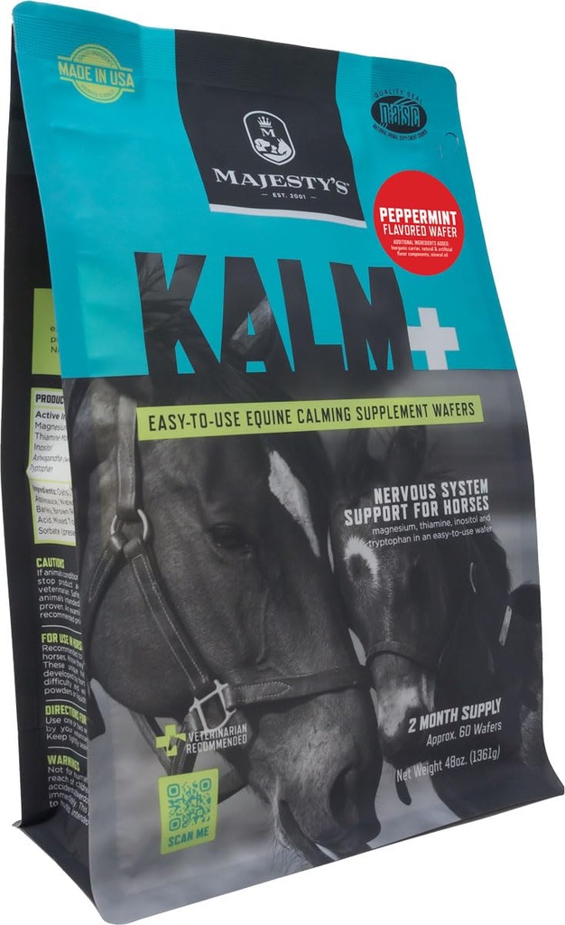 Majesty Kalm Horse/Equine Peppermint Wafers 60 jours