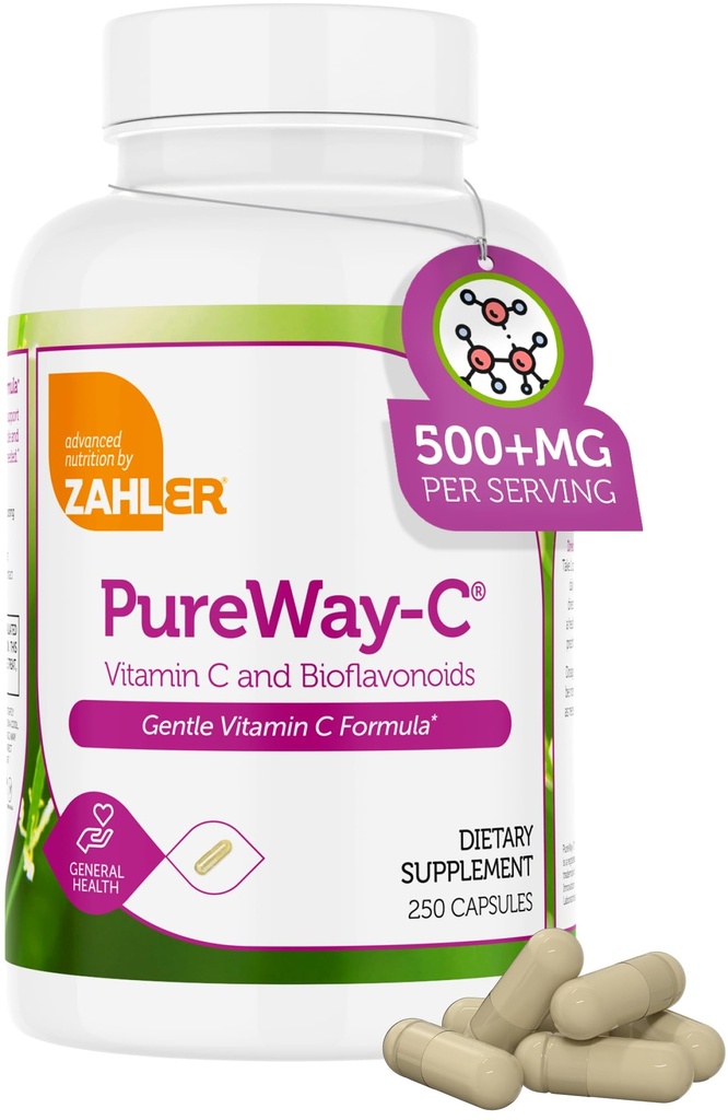 Zahler Vitamin C 500mg - Vitamin C Kapseln 500mg mit Bioflavonoiden - Gentle on Stomach - Immununterstützung - Glutenfreie Non-GMO VIT C 500mg Vitamin C Ergänzung für Erwachsene (250 Zähler)