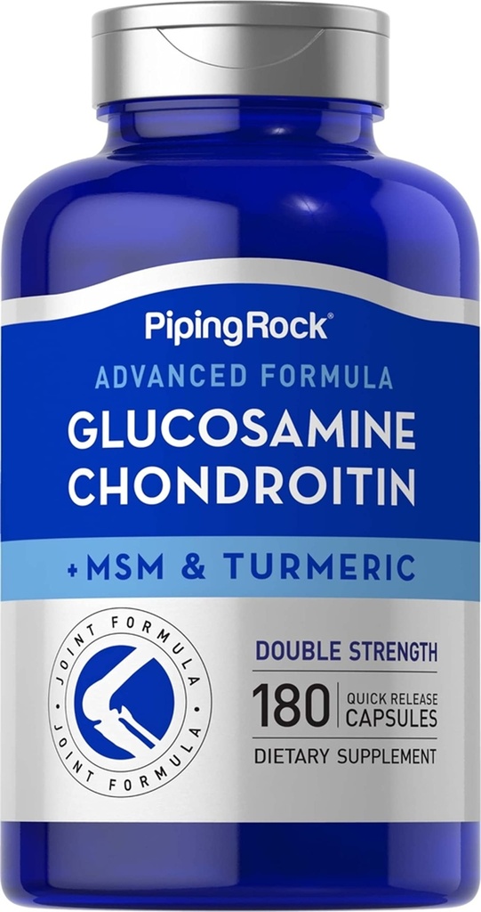 Piping Rock Glucosamine Chondroitine MSM et Turmeric. 180 Capsules.