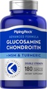Piping Rock Glucosamine Chondroitin MSM und Turmeric | 180 Kapseln | Complex Supplement | Advanced Double Strength Formula | Non-GMO, Glutenfrei