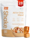 310 Nutrition All-In-One Meal Substitut Shake Powder - Plant-Based Protein Smoothie Blend avec haute fibre, probiotiques et adaptogènes - Faible teneur en glucides, végétaliens, kéto et paléo - Caramel Sundae - 28 Srv
