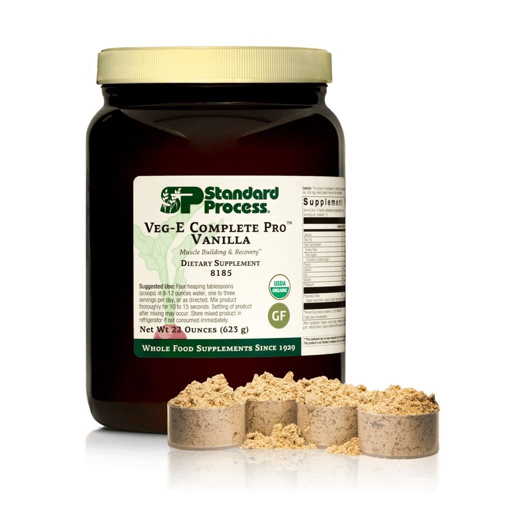 Standard-Prozess Veg-E Complete Pro - Organisches, pflanzliches Proteinpulver für Muskelaufbau und -gewinnung - Unterstützt Haar, Haut und Nägel - Vegan & Glutenfrei - Vanille, 18 Portionen