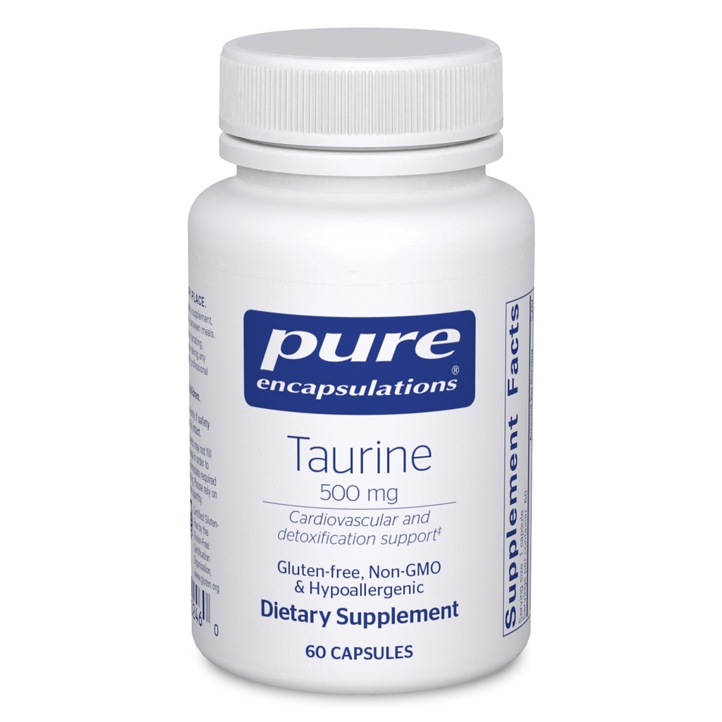 Reine Kapseln Taurine 500 mg | Aminosäure Ergänzung für Leber, Augengesundheit, Antioxidantien, Herz, Gehirn und Muskeln* | 60 Kapseln