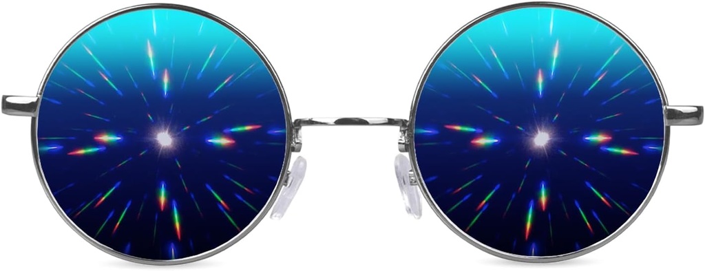 GloFX Diffraction Glasses | Cornici in metallo Hippie e Pilot Style con lente a specchio e 3D Prism Rainbow Effect
