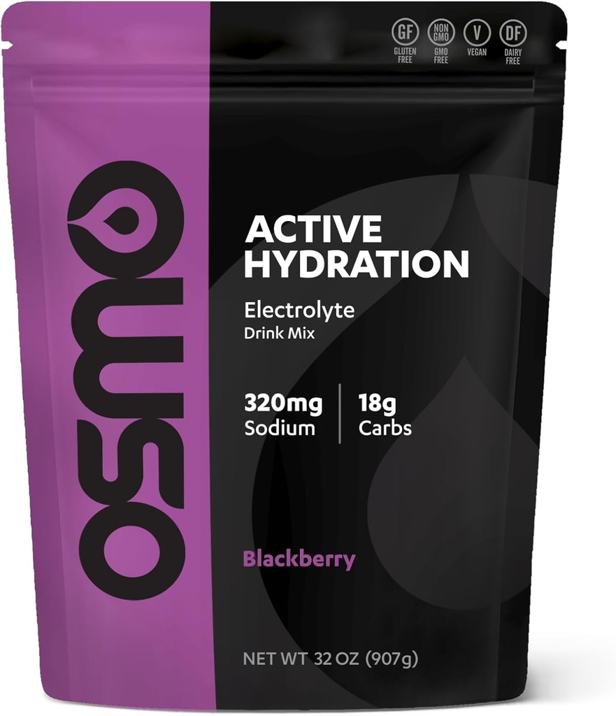 Osmo Active Hydration Elektrolyt Pulver (2lb Resealable Bag) - Inklusive Natrium, Magnesium, Kalium, Carbs & Vitamine, Cane Sugar - Alle natürlichen Zutaten, 3X schnellere Hydration Schwarz Berry
