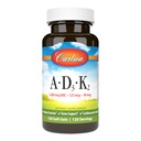 Carlson - Vitamines A, D3, K2, 3000 mcg RAE Vitamine A, 125 mcg Vitamine D3, 90 mcg Vitamine K2 comme MK-7, Bâtiment des os, Utilisation du calcium, 120 gels doux