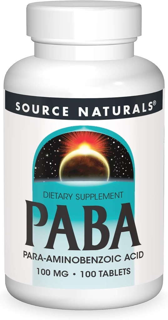 Fonte Naturals PABA - para-Amino Benzoic Acid, 100 mg Integratore alimentare - 100 compresse