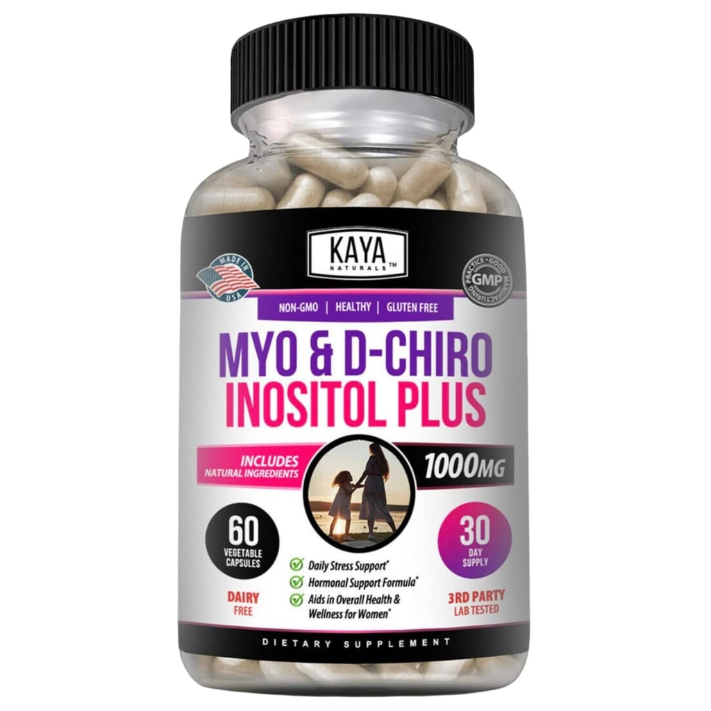 Kaya Naturals Myo & D-Chiro Inositol Plus Support pour les femmes, capsules de vitamine B8-60
