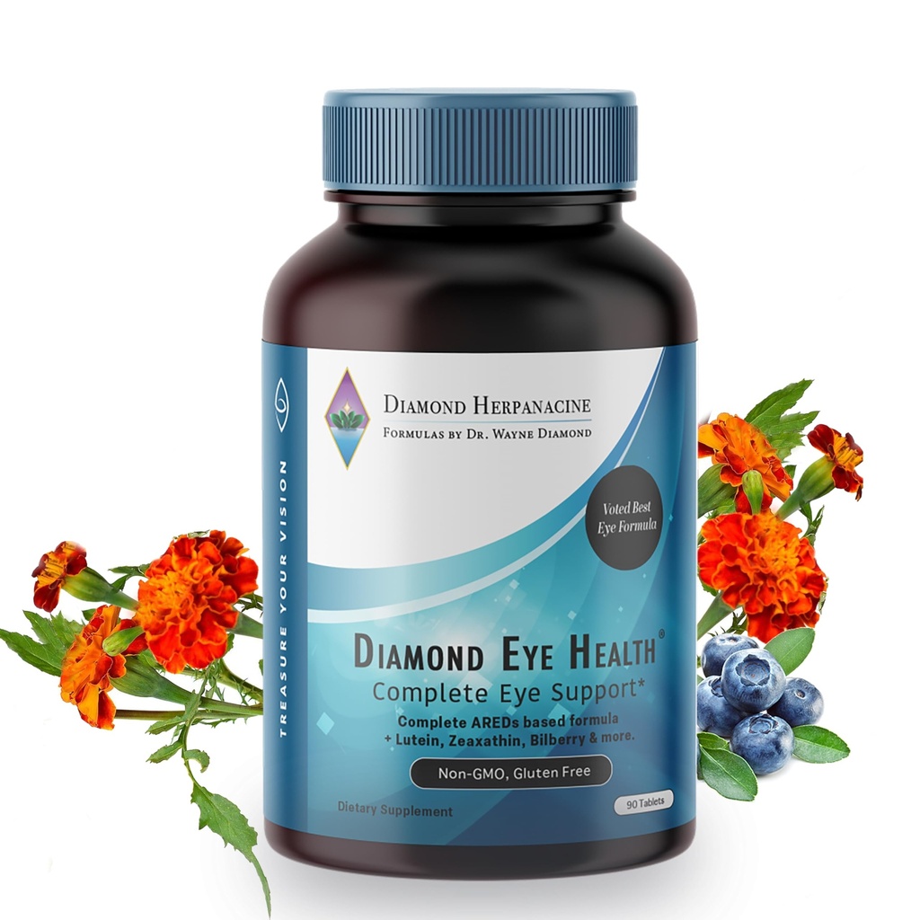 Diamant Santé des yeux - Vitamines naturelles pour un appui oculaire complet - Vitamines des yeux sains - Vitamines de la santé des yeux pour aider à préserver les yeux vieillissants - Végétaux, sans gluten, sans produits laitiers - (90 Nombre)