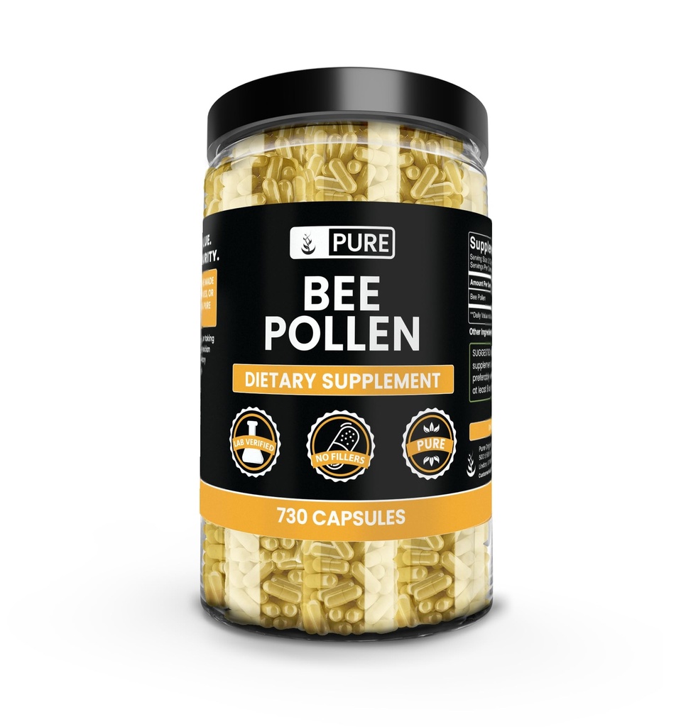 PURE ORIGINAL INGREDIENTS Bienen Pollen, kein Magnesium oder Reisfüller, Immer rein, Lab verifiziert (730 Kapseln)
