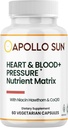 APOLLO SUN Heart and Blood+Pression Supplement Nutrient Matrix with Hawthorn Extract, Niacine et COQ10, 60 Capsules végétariennes