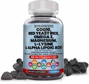 L-Lysine Coq10 Alpha Acide lipoïque Gommies Red Yeast Riz Magnésium Gommy pour Adultes et Enfants - Suppléments Amino Acid Omega 3 Niacine Zinc Vitamine K2 D3 B3 - Vitamines pour Femmes et Hommes - 60 Ours Gommy